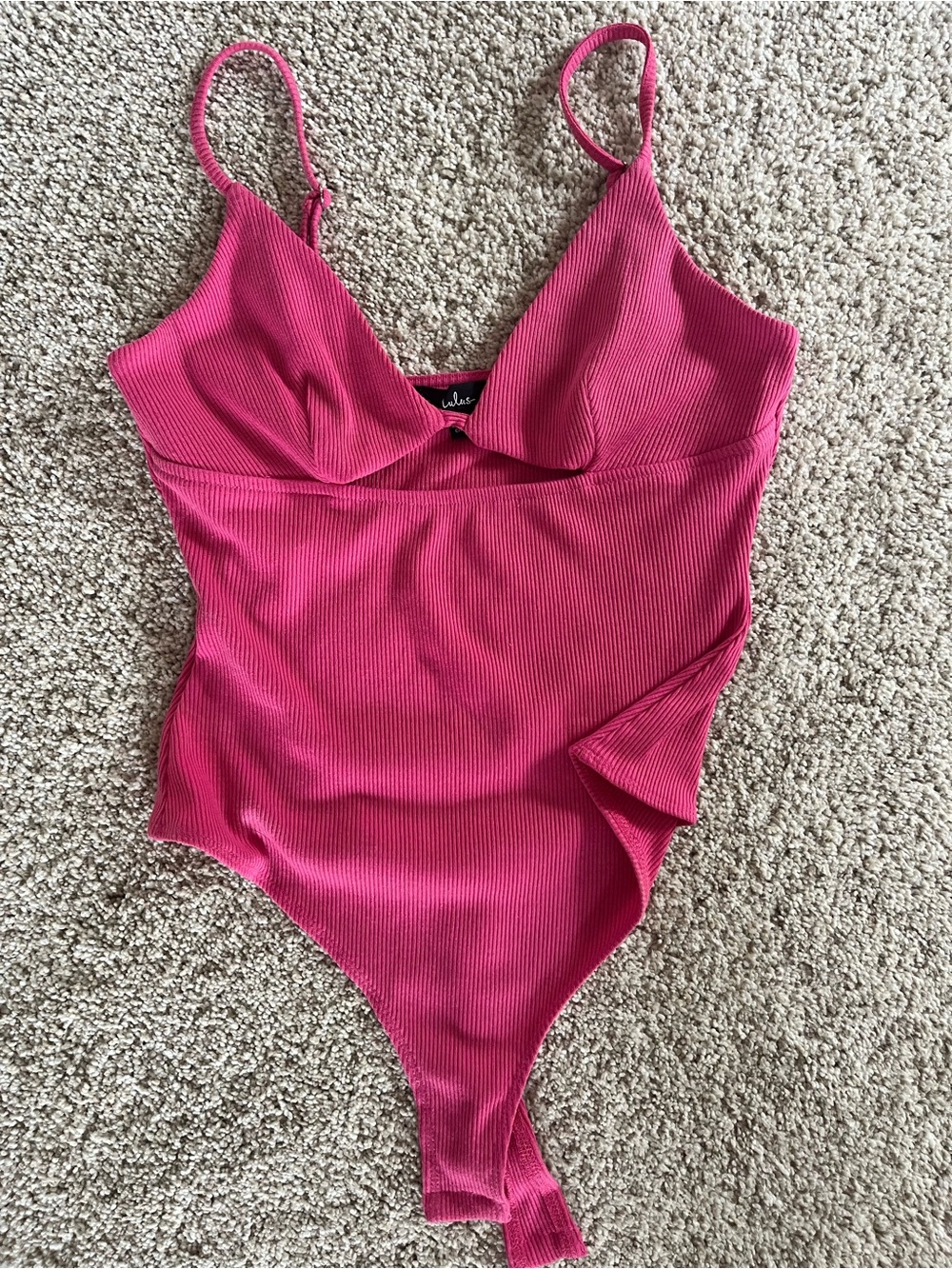 Lulus Hot Pink Ribbed Bodysuit
